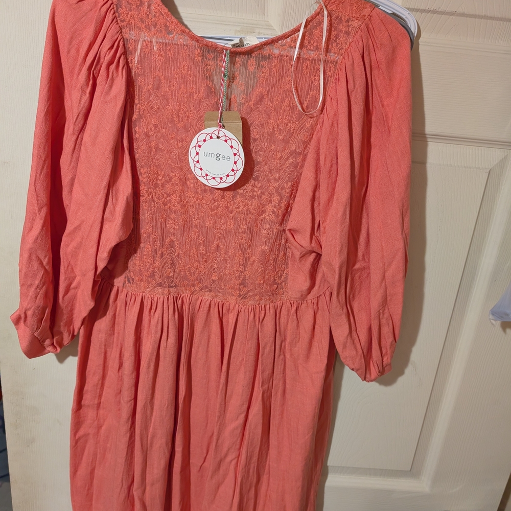Coral Lace Detail Dress